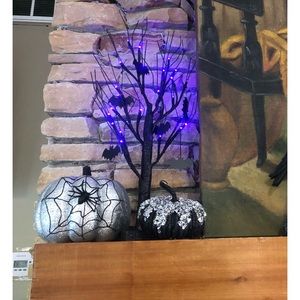Halloween Decor Spooky Tree 24 Purple Light with Bats